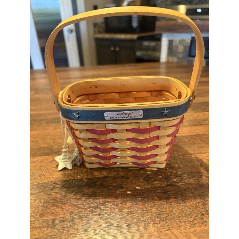 Longaberger 2001 Hostess Appreciation Small Patriotic Woven Storage Basket